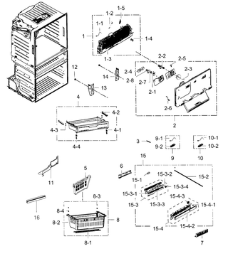 Freezer Diagram and Parts List for RF25HMEDBWW AA-0001 Samsung Refrigerator