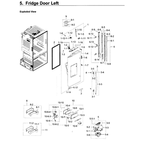 Fridge Door L Diagram and Parts List for RF23HCEDBSR AA-0011 Samsung Refrigerator