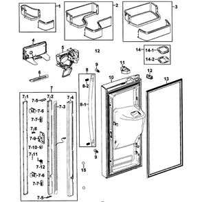 Left Door Diagram and Parts List for RFG237AAWP XAA-0003 Samsung Refrigerator