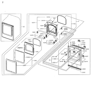 Frame Front And Door Diagram and Parts List for DV48H7400EW A2-01 Samsung Dryer