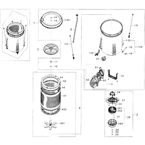 Tub Diagram and Parts List for WA50F9A6DSW A2-01 Samsung Washer