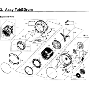 Tub And Drum Diagram and Parts List for WF350ANP XAA-01 Samsung Washer