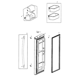 Refrig R Door Diagram and Parts List for RF266AEWP XAA-0000 Samsung Refrigerator