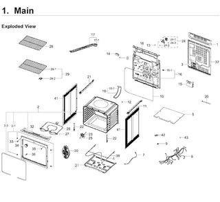 Main Asy Diagram and Parts List for NE59J3420SS AA-0006 Samsung Range
