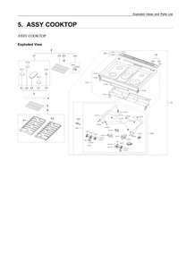 Cooktop Assembly Diagram and Parts List for NX60T8311SS AA-04 Samsung Range