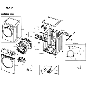 Main Assembly Diagram and Parts List for DV405GTPAWR AA-01 Samsung Dryer