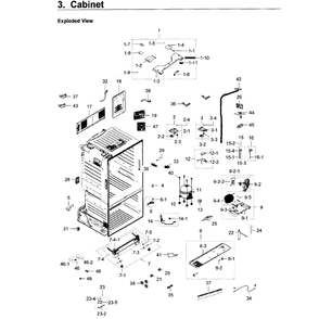 Cabinet Diagram and Parts List for RF23HTEDBSR AA-08 Samsung Refrigerator