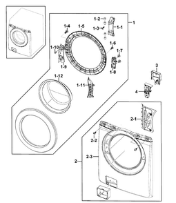 Part Location Diagram of DC97-15908E Samsung Frame Assembly Front