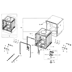 Tub Diagram and Parts List for DW80J7550UG AA-01 Samsung Dishwasher