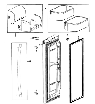 Door Right Diagram and Parts List for RF263AEPN XAA-0000 Samsung Refrigerator