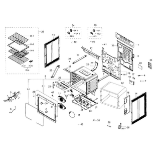 Main Section Diagram and Parts List for NE59J7850WS AA-0001 Samsung Range