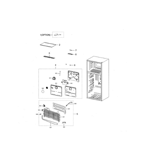 Freezing Compartment Diagram and Parts List for RT18M6213SR AA-0000 Samsung Refrigerator