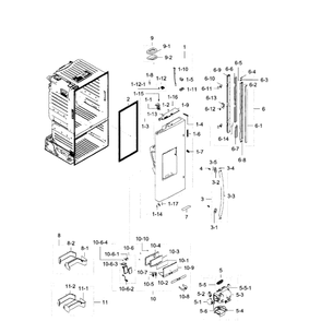 Left Door Diagram and Parts List for RF28HFEDBBC AA-08 Samsung Refrigerator