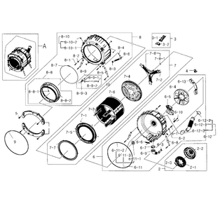 Tub & Drum Assy Diagram and Parts List for WF419AAW XAA-00 Samsung Washer