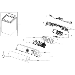 Control Panel Diagram and Parts List for WA456DRHDWR AA-05 Samsung Washer