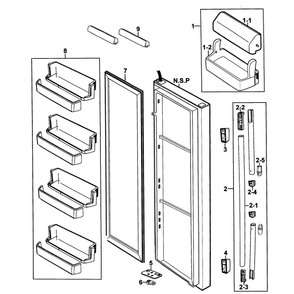 Right Door Diagram and Parts List for RS269LARS XAA-0000 Samsung Refrigerator
