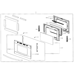 Door Assy Diagram and Parts List for NX583G0VBBB AA-0000 Samsung Range