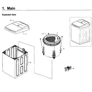 Main Assembly Diagram and Parts List for WA50K8600AV A2-11 Samsung Washer