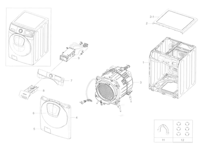 Main Asy Diagram and Parts List for WF45K6200AW A2-0000 Samsung Washer