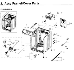 Frame & Cover Parts Diagram and Parts List for WF50K7500AW A2-0011 Samsung Washer