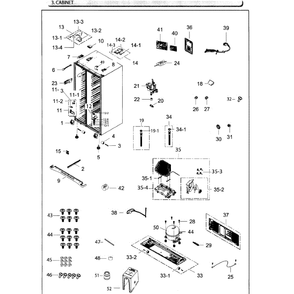 Cabinet Diagram and Parts List for RH25H5611BC AA-02 Samsung Refrigerator