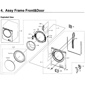 Frame Front And Door Diagram and Parts List for WF350ANP XAA-02 Samsung Washer