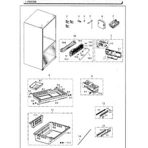 Freezer Diagram and Parts List for RF261BEAESG AA-01 Samsung Refrigerator