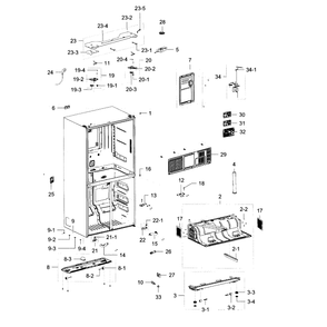 Cabinet Diagram and Parts List for RF23J9011SR AA-01 Samsung Refrigerator