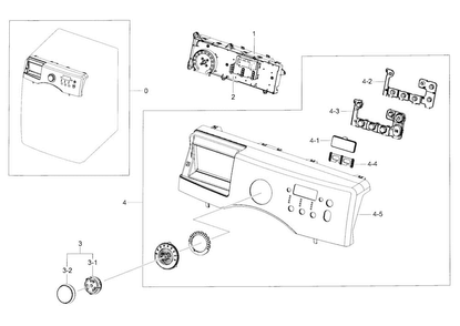 Control Panel Diagram and Parts List for WF36J4000AW A2-0000 Samsung Washer