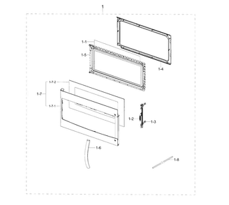 Door Diagram and Parts List for ME18H704SFS AA-0001 Samsung Microwave