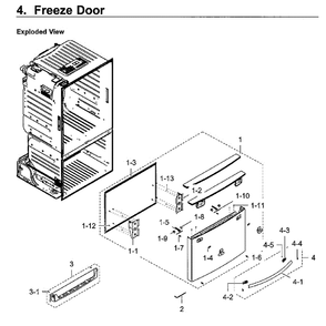 Freezer Door Diagram and Parts List for RF23HCEDBWW AA-08 Samsung Refrigerator