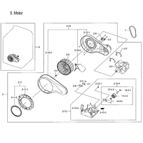 Motor Duct Diagram and Parts List for DVG50M7450P A3-00 Samsung Dryer