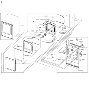 Frame Front & Door Diagram and Parts List for DV48H7400EW A2-0002 Samsung Dryer