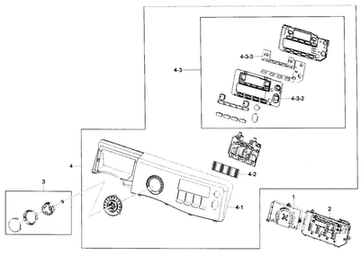 Control Panel Diagram and Parts List for WF431ABP XAA-0001 Samsung Washer