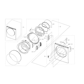 Front Diagram and Parts List for DV22K6800EW A1-0001 Samsung Dryer