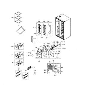 Refrigerator Diagram and Parts List for RS25H5111WW AA-0000 Samsung Refrigerator