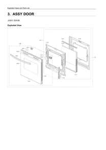 Door Assembly Diagram and Parts List for NX60T8311SS AA-03 Samsung Range