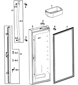 Left Door Diagram and Parts List for RFG293HABP XAA-0000 Samsung Refrigerator