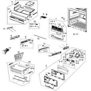 Freezer Assembly Diagram and Parts List for RF268ACBP XAA-00 Samsung Refrigerator