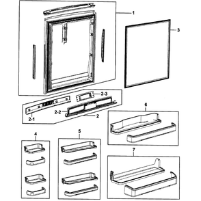 Refrig Door Diagram and Parts List for RB217ABBP XAA-0000 Samsung Refrigerator
