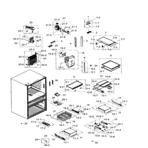 Fridge Diagram and Parts List for RF31FMEDBWW AA-06 Samsung Refrigerator