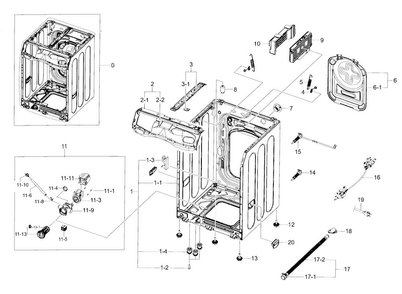 Frame & Cover Parts Diagram and Parts List for WF433BTGJWR A2-0000 Samsung Washer