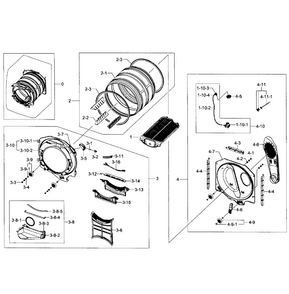 Drum Assy Diagram and Parts List for DV457EVGSGR AA-0002 Samsung Dryer