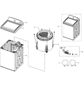 Main Assy Diagram and Parts List for WA50F9A8DSP A2-0001 Samsung Washer