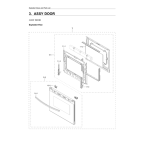 Door Assembly Diagram and Parts List for NE63A6111SS AA-00 Samsung Range