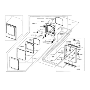 Frame Front And Door Diagram and Parts List for DV45H7200GW A2-0000 Samsung Dryer