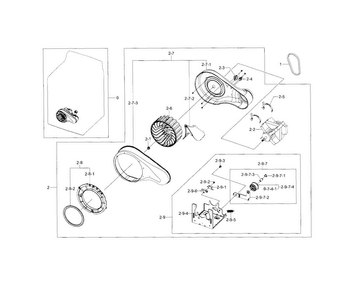 Motor Duct Diagram and Parts List for DV5471AEW XAA-0003 Samsung Dryer