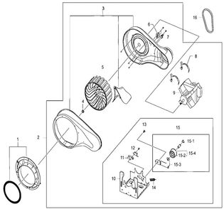 Motor Assy Diagram and Parts List for DV330AEW XAA Samsung Dryer