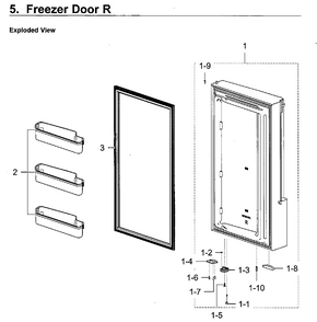 Freezer Door R Diagram and Parts List for RF28K9380SR AA-0002 Samsung Refrigerator