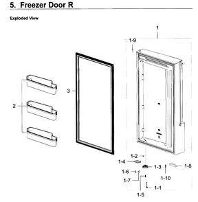 Freezer Door R Diagram and Parts List for RF22K9381SG AA-0001 Samsung Refrigerator